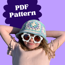 Load image into Gallery viewer, Granny Square Summer Bucket Hat PDF Pattern Download-Crafting Patterns &amp; Molds-EKA
