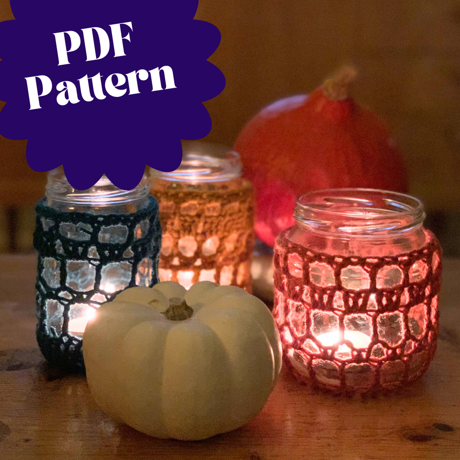 Crochet Pattern Download - Lace Covered Jar-Crafting Patterns,-EKA