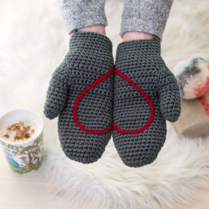 Make Your Own Heart Mittens On A String - PDF Crochet Pattern-Crafting Patterns-EKA